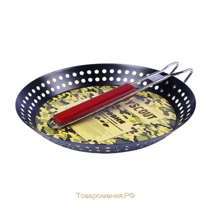 Жаровня для морепродуктов и овощей с антипригарным покрытием, складная ручка, 53 х 30 х 3 см, цвета микс