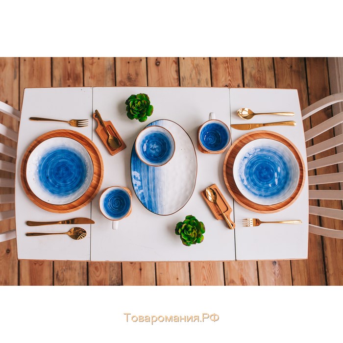 Блюдо фарфоровое «Космос», 30,8×21,7×3,3 см, цвет синий