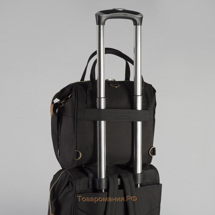 Сумка-рюкзак 2 в 1 на колёсах 18", отдел на молнии, наружный карман, цвет чёрный