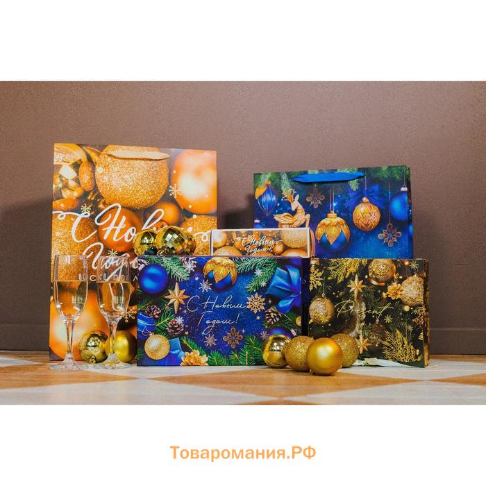 Коробка складная «Новогодние шары» 18 х 5,5 х 5,5 см., Новый год