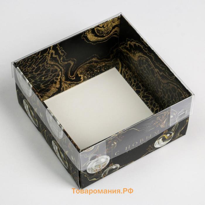 Коробка для кондитерских изделий с PVC крышкой «Gold», 12 х 6 х 11,5 см, Новый год