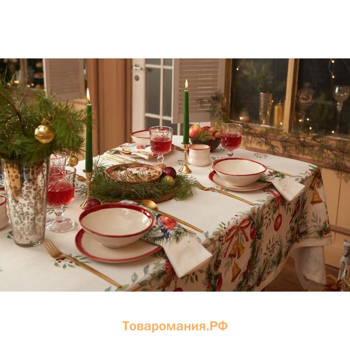 Скатерть новогодняя  "Сhristmas bells" 150х180 +/-2см с ГМВО, 100%хл, саржа 190гр/м2