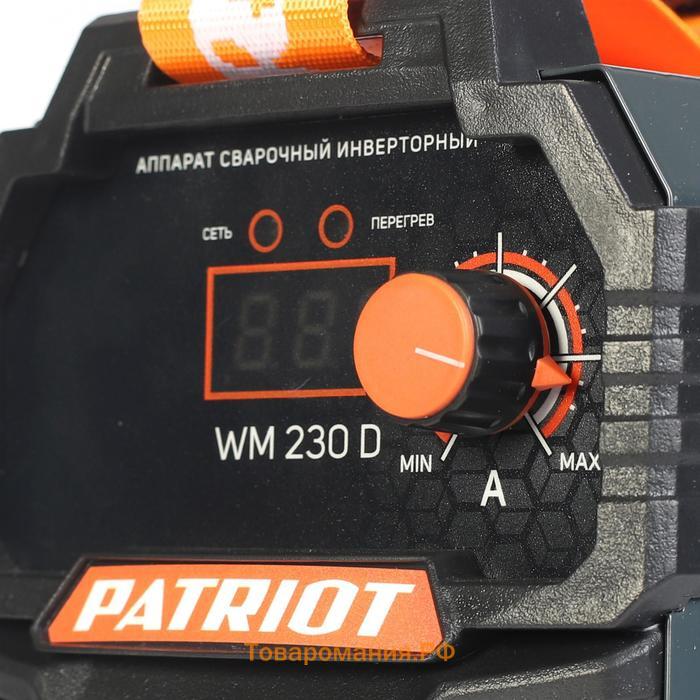 Аппарат сварочный инверторный Patriot WM230D, 220 В, 10.7 кВт, 20-230 А, электроды 1.6-5 мм