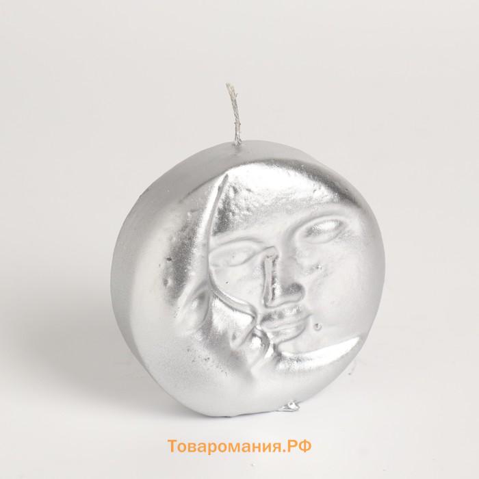 Свеча фигурная лакированная "Солнце и луна", 6х2,5 см, серебро