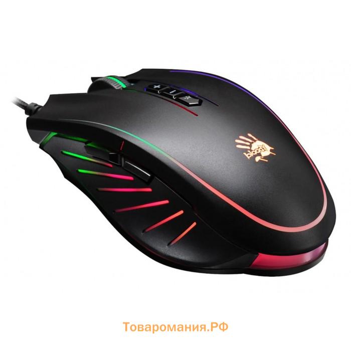 Мышь A4Tech Bloody Q81 Curve, игровая, проводная, оптическая, 6200 dpi, USB, чёрная