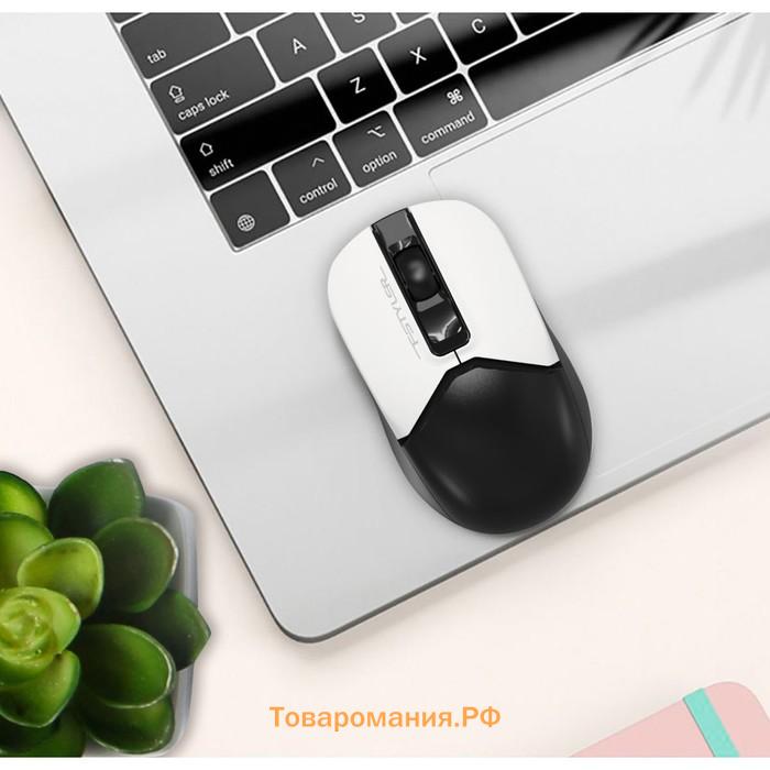 Мышь A4Tech Fstyler FB12, оптическая, беспроводная, 1200dpi, USB, белый/чёрный