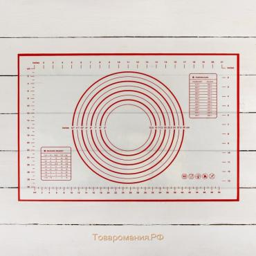 Армированный коврик с разметкой, силикон, 40×60 см, цвет белый