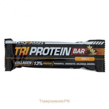 Батончик Ironman TRI Protein Bar, ваниль, тёмная глазурь, спортивное питание, 50 г