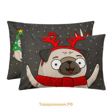 Комплект наволочек  Сhristmas dog 50х70 см - 2 шт, 100% хлопок, бязь