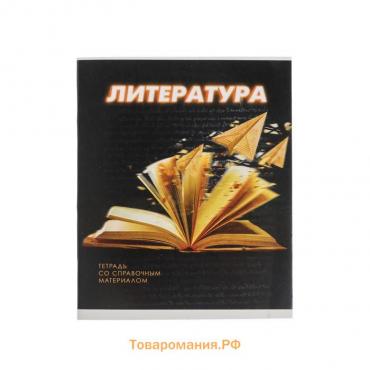 Тетрадь предметная 3D, 48 листов в линейку "Литература", обложка мелованный картон, блок № 2, белизна 75% (серые листы)