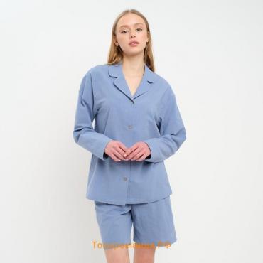 Пижама женская (рубашка и шорты) KAFTAN "Basic" р.48-50, голубой