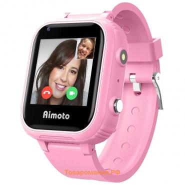 Детские смарт-часы Aimoto Pro 4G, 1.4", GPS, sim, камера, звонки, геозоны, IP67, SOS,розовые